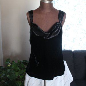 Ann Taylor Velvet Black and Silk Cowl Neck Top